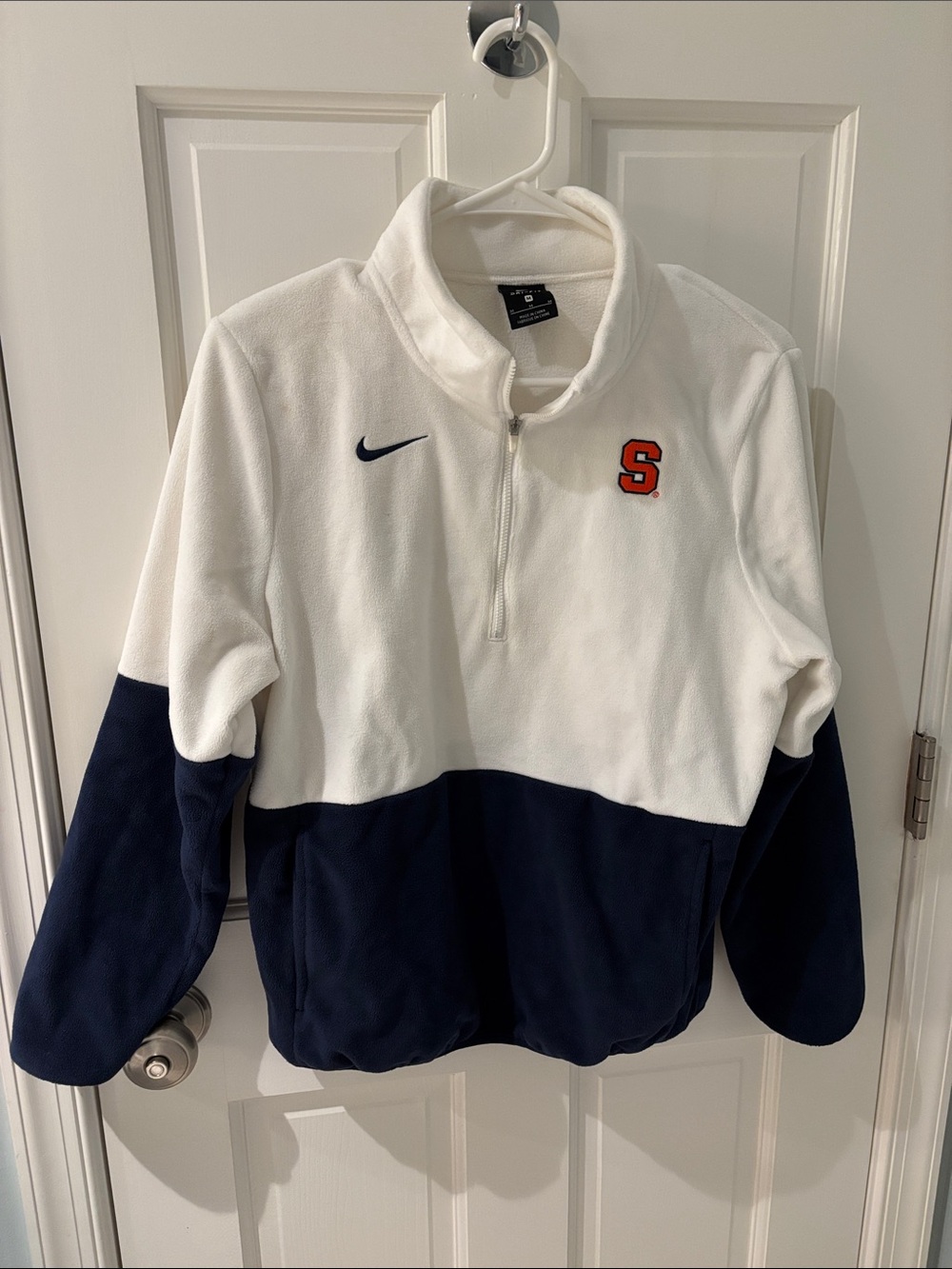 Nike Syracuse University Women’s White & Navy Quarter-Zip Fleece with Orange S